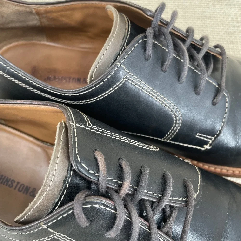 Johnston & Murphy Navy Sheepskin‎ Leather Cap Toe Oxford Shoes Mens 12M 20-9511